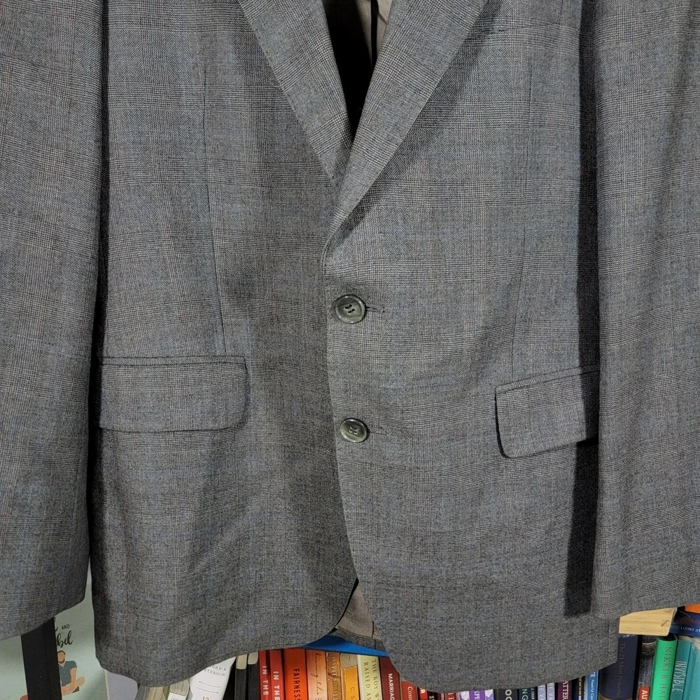 VTG St. Michael Men's Sport Coat Blazer Two Button Gray Plaid Wool‎ Sz 38S